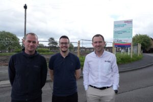 Colleagues from believe housing and REGEN North East on site at Fardham Road, Durham marking planning approval for 22 new homes